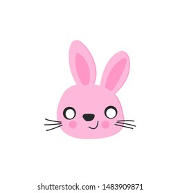 Cute bunny vector graphic icon. rabbit animal head, face illustration. Isolated on white background
