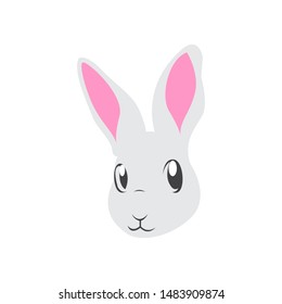 Cute bunny vector graphic icon. rabbit animal head, face illustration. Isolated on white background