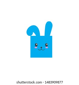 Cute bunny vector graphic icon. rabbit animal head, face illustration. Isolated on white background