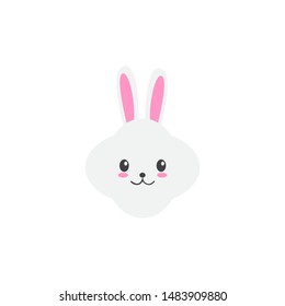 Cute bunny vector graphic icon. rabbit animal head, face illustration. Isolated on white background