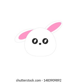 Cute bunny vector graphic icon. rabbit animal head, face illustration. Isolated on white background