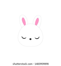 Cute bunny vector graphic icon. rabbit animal head, face illustration. Isolated on white background