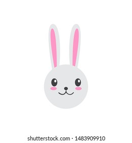 Cute bunny vector graphic icon. rabbit animal head, face illustration. Isolated on white background