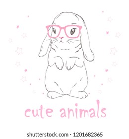 Cute bunny, vector, illustration