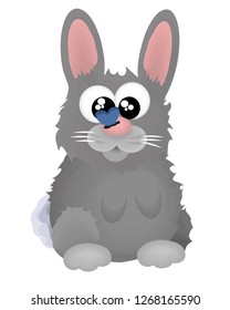 Cute Bunny Vector illustration with butterfly on its nose
