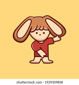 cute bunny vector illustration, cartoon animal doodle art
