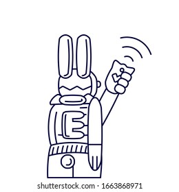 Ilustración portadora de conejito. Diseño de Doodle