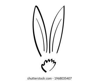 Dibujo de doodle de ilustraciones vectoriales de conejito. Contorno orejas de conejo e icono de gráfico de cola. ilustración del vector del doodle de mano