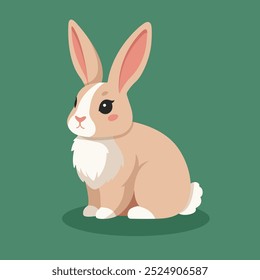 Cute bunny vector illustration in flat cartoon style. Perfect for kids' products, Easter designs, clothing, stationery, and prints. Great for children's books and seasonal projects.