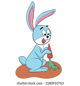 Cute bunny vector illustration. Bunny, hand drawn cartoon style emotional character