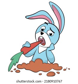Cute bunny vector illustration. Bunny, hand drawn cartoon style emotional character