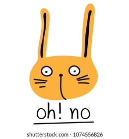 Cute Bunny. Vector Illustration With Orange Rabbit.