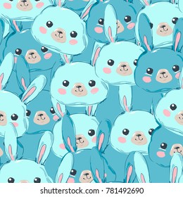 Cute Bunny Vector illustration Pattern Seamless