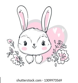 Cute Bunny Vector Illustration Print Design Stock Vector (Royalty Free ...