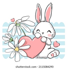 Cute Bunny vector illustration  Print design rabbit  children print t  shirt