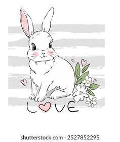 Cute Bunny vector illustration print design rabbit, children print on t-shirt