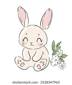 Cute Bunny vector illustration print design rabbit, children print on t-shirt