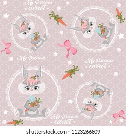 Cute bunny vector pattern