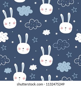 Cute bunny vector pattern