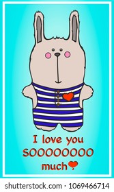 cute bunny in vector. postcard to a loved one