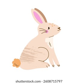 Cute bunny vector sticker. Pastel rabbit clipart isolated on white background. Easter and farm animals concept. 