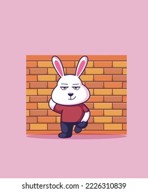 Bunny lindo con ilustración de vector de pared