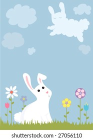 Cute bunny watching skyscape