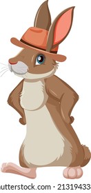 Cute Bunny Wearing Hat Illustration