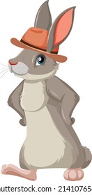 Cute Bunny Wearing Hat Illustration