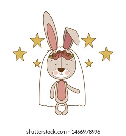 cute bunny with wedding dress