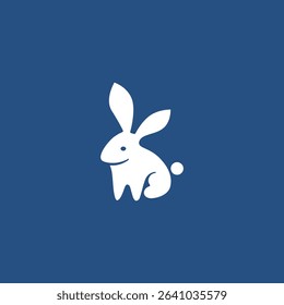 cute bunny white illustration logo
