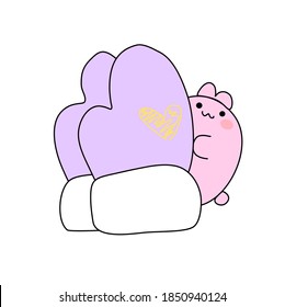 Cute bunny with winter gloves