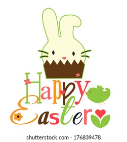 Cute bunny wishing easter