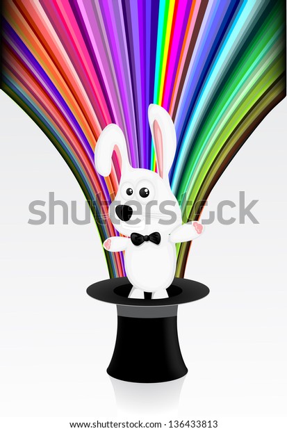 Cute Bunny Wizard Hat Rainbow Background Stock Vector (Royalty Free ...