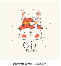 Cute Bunny.Hand drawn vector illustration.can be used for print design.