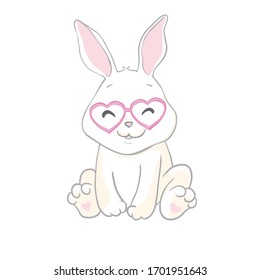 Cute Bunny.Hand drawn vector illustration.can be used for print design.