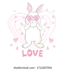 Cute Bunny.Hand drawn vector illustration.can be used for print design.