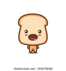 cute buns. Bread illustration character with hungry expression
