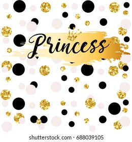 Cute bunting as festive glitter letters and crown for your decoration, can be used for birthday or baby shower invitation card