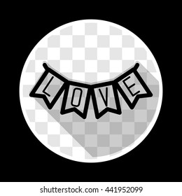 Cute bunting flag with letters love. Vector illustration