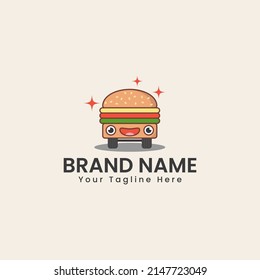 Cute burger car logo is perfect for burger logos, cafes, restaurants, food, media, entertainment, etc