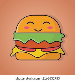 cute burger cartoon character design