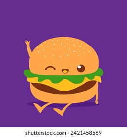 Expresión de carácter de caricatura de Cute Burger