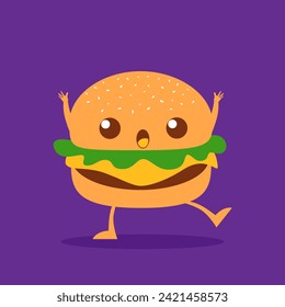 Cute Burger Cartoon Character Expression