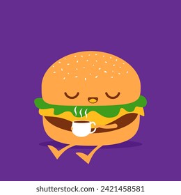 Cute Burger Cartoon Character Expression