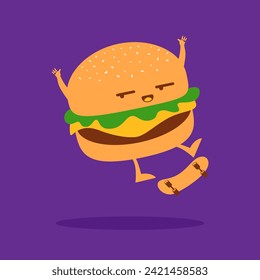 Cute Burger Cartoon Character Expression