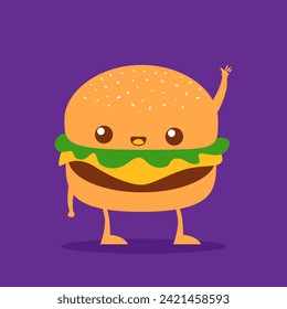 Cute Burger Cartoon Character Expression