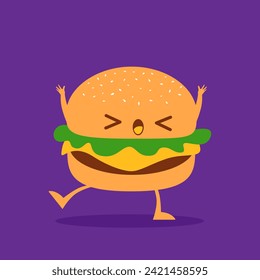 Cute Burger Cartoon Character Expression