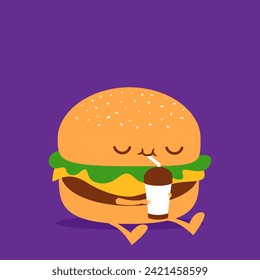 Cute Burger Cartoon Character Expression