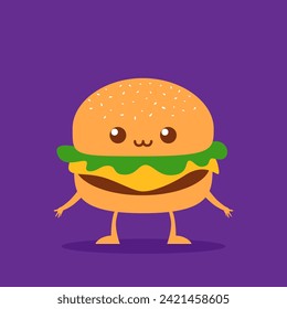 Cute Burger Cartoon Character Expression